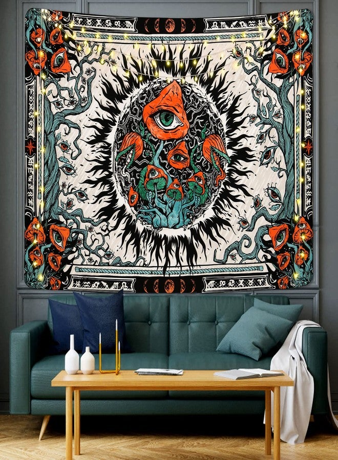 Cohpoh Mushroom Sun Tapestry (59.1 x 82.7 inches) - Burning Sun, Mushrooms, Eyes & Vines - Wall Hanging for Bedroom, Living Room, Office - Image 2